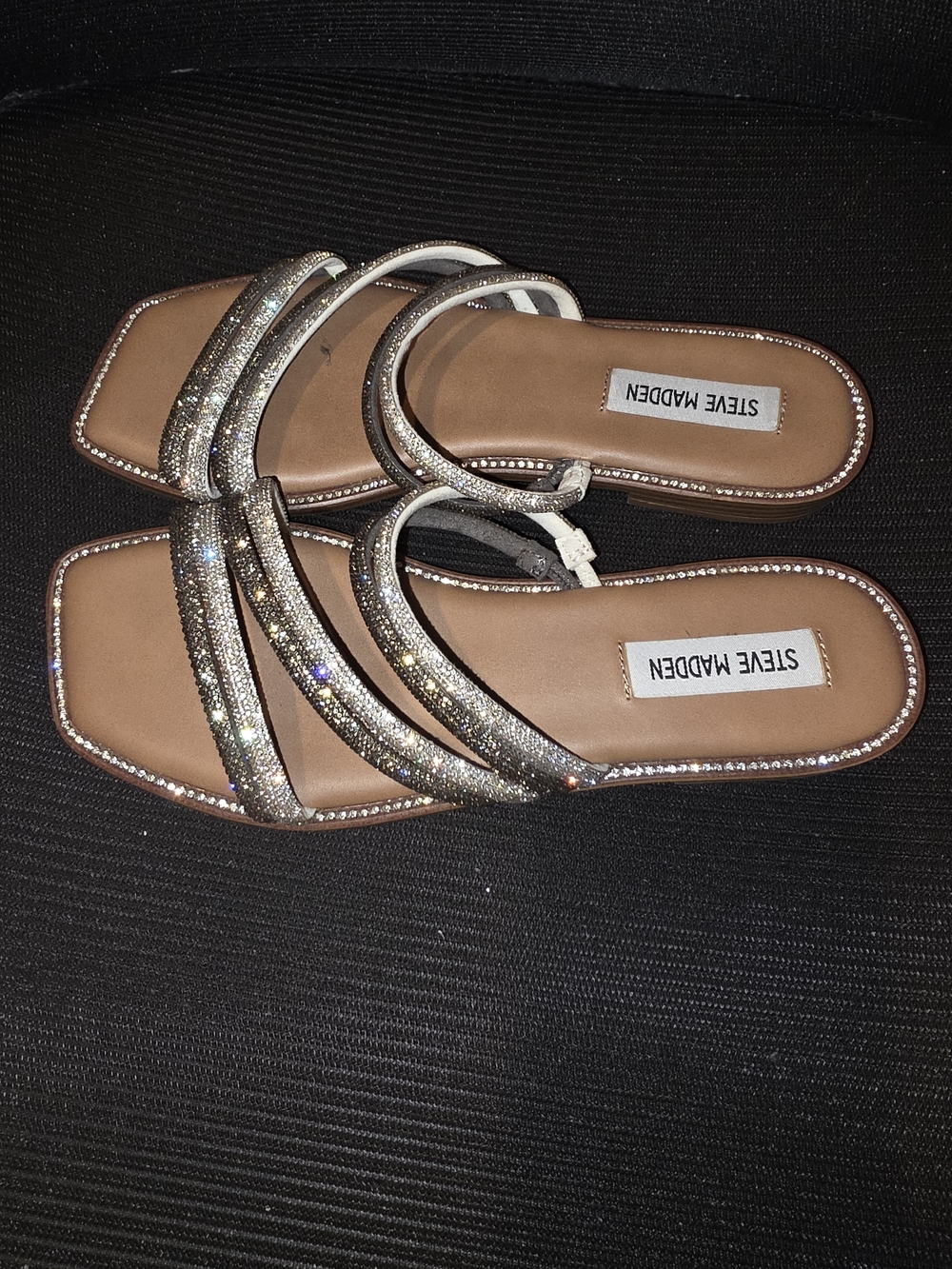 Steve Madden Rhinestone Embellished Strappy Slide Sandals